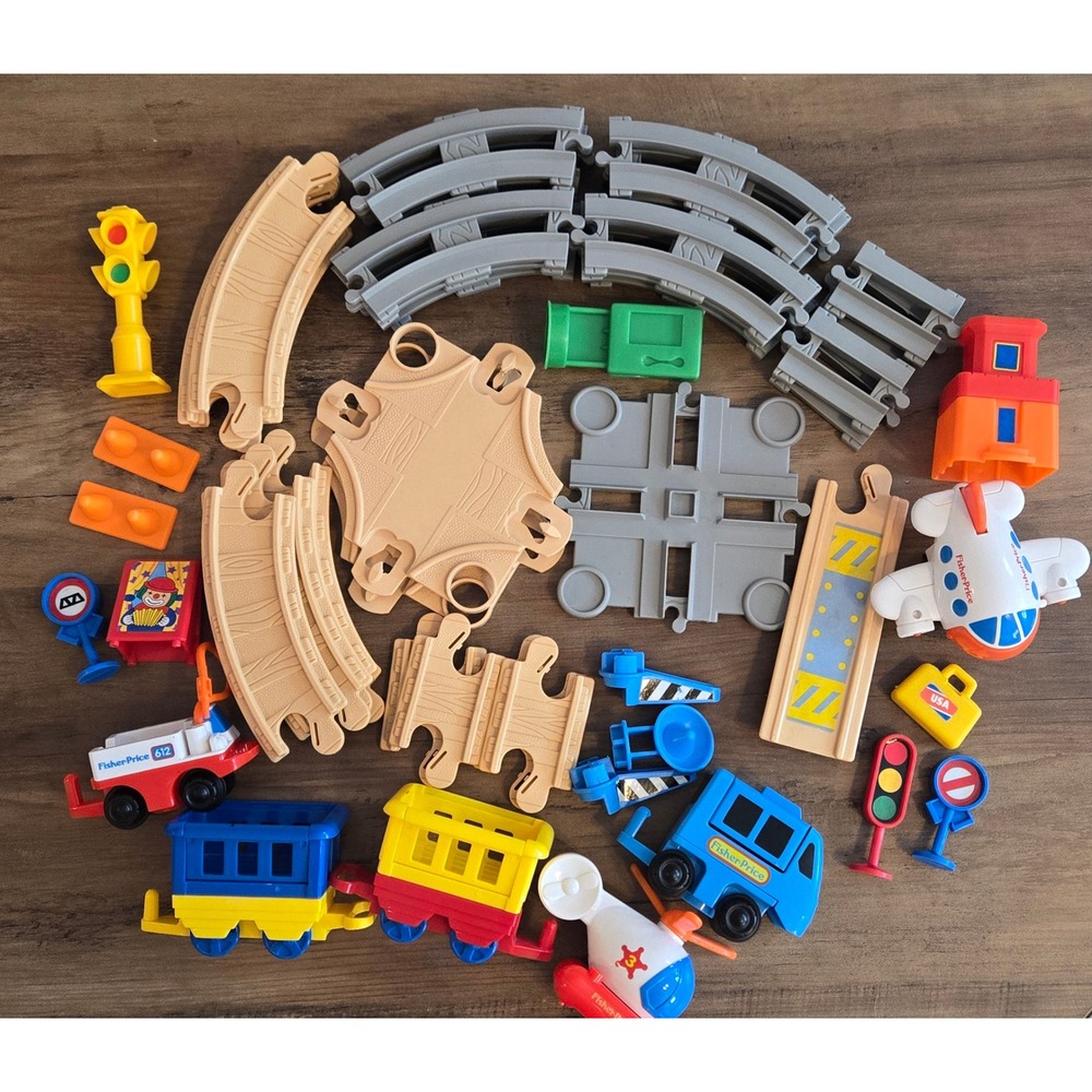 Fisher-Price Flip Track Rail And Road Set 1992 Train Tracks Vehicle Set 50+ Pcs
